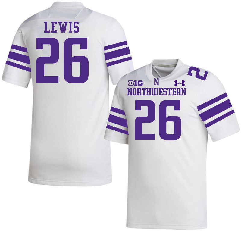 Northwestern Wildcats #26 Jalen Lewis College Football Jerseys Stitched-White